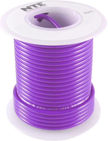 NTE Electronics-WH22-07-100 Cable Single Conductor Hook-up Wire 22AWG 30.48m Tinned Copper 300V 6A