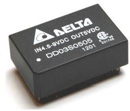 Delta Electronics-DD03D2415A Convertidor de CC a CC y módulo del regulador de conmutación Module DC-DC 24VIN 2-OUT -15V/15V -0.1A/0.1A 3W 12-Pin PDIP