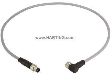 HARTING-21348083380050 null Cable Assembly Circular 5m 24AWG M8 Circular to M8 Circular 3 to 3 Straight to Right Angle