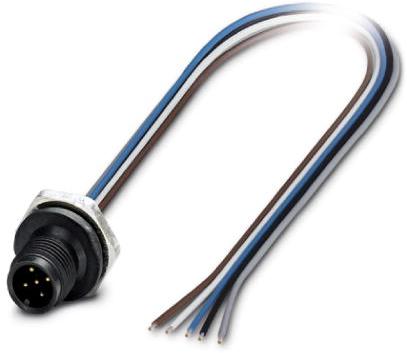 PHOENIX CONTACT-1436411 Cable Assembly Other Sensor/Actuator flush-type connector, male, 5-pos., M12, A-coded, front/screw mounting with M16 thread, with0.5 m TPE litz wire, 5 x 0.25 mm2, plastic version