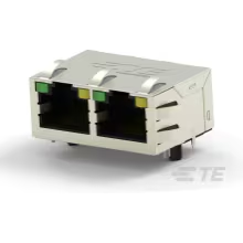 TE Connectivity-2337994-3 Telecomunicaciones y teléfono del conector Conn RJ-45 F 16 POS 1.27mm Solder RA Thru-Hole 28 Terminal 2 Port Cat 5 T/R