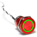 Bulgin Components PLC-MC19LORRG Switch Push Button Switch Push Button OFF ON DPDT Flush Round Button 0.5A 24VDC Latching Panel Mount Wire Lead Bulk