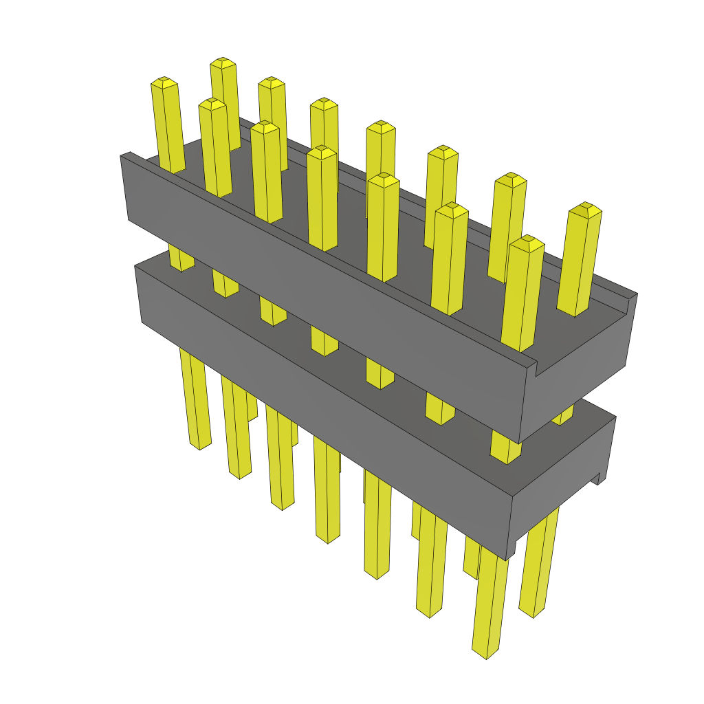 Samtec-ZW-07-15-S-D-275-245 Connector Headers and PCB Receptacles Conn Board Stacker HDR 14 POS 2.54mm Solder ST Top Entry Thru-Hole Bulk