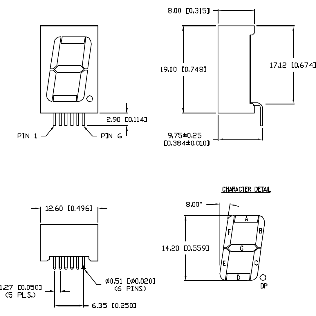 Lumex-LDS-M512RI-RA 分段式 LED 显示器 Display Segmented Module 1DIGIT 8LED Green CA Bulk
