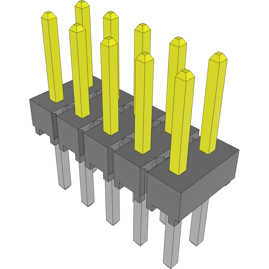 Samtec-HTSW-105-08-L-D Cabezales del conector y receptáculos PCB Conn Unshrouded Header HDR 10 POS 2.54mm Solder ST Top Entry Thru-Hole Bulk