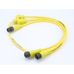 Cable Assembly Splitter 0.3m 22AWG M12 Circular to 2M12 Circular 4 to 3 POS M-F Micro-Change