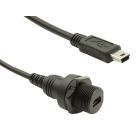 Bulgin Limited-PXP0025/MB/1M00/MB Cable Assembly USB Miniature Plastic Rear Panel Mount Mini USB Female to Mini USB Male Cable Assembly 1m