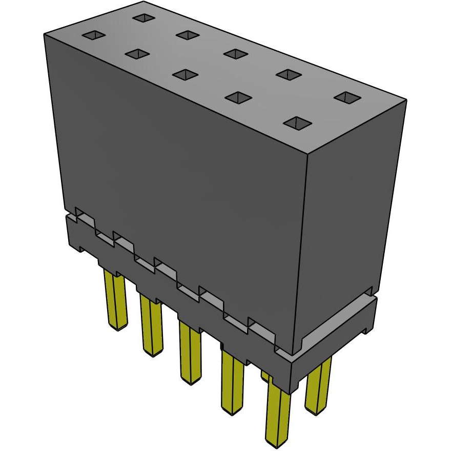 Samtec-ESQT-105-03-L-D-310 Steckverbinderleisten und Leiterplattenbuchsen Conn Elevated Socket SKT 10 POS 2mm Solder ST Top Entry Thru-Hole Layer