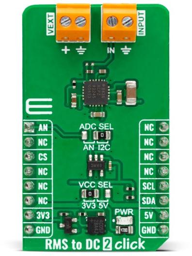 MikroElektronika-MIKROE-5821 Power Management Development Boards and Kits AD8436 RMS to DC Converter Click Board
