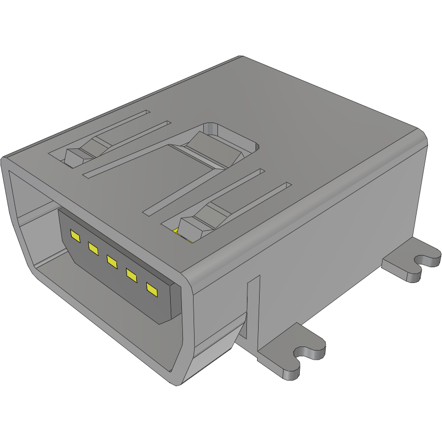 Samtec-MUSB-05-F-AB-SM-A-TR Connector USB Conn Mini USB 2.0 Type AB RCP 5 POS 0.8mm Solder RA SMD 5 Terminal 1 Port T/R