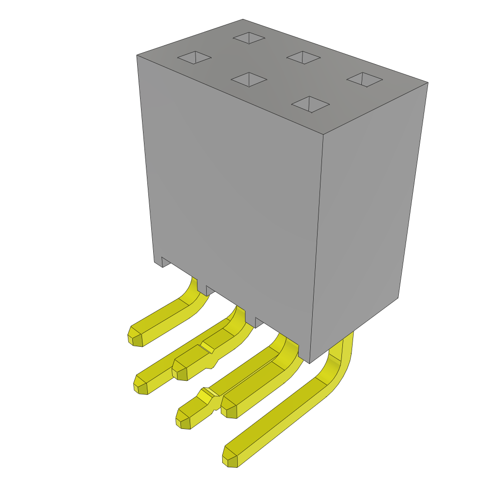 Samtec-SSQ-103-02-S-D-RA-LL Connector Headers and PCB Receptacles Conn Socket Strip SKT 6 POS 2.54mm Solder RA Side Entry Thru-Hole Bulk