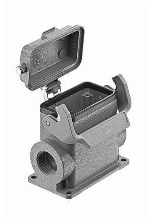 HARTING-19300107296 Schrumpfbalgenadapter Surface Mount Housing 90° 10B Shell Size Powder Die Cast Aluminum Single Lock Han®