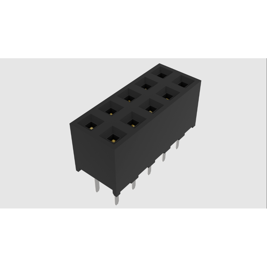 Amphenol Communications Solutions-10131936-110ULF Embases de raccordement et réceptacles PCB Conn Socket Strip RCP 10 POS 2mm Solder ST Top Entry Thru-Hole Minitek® Tube