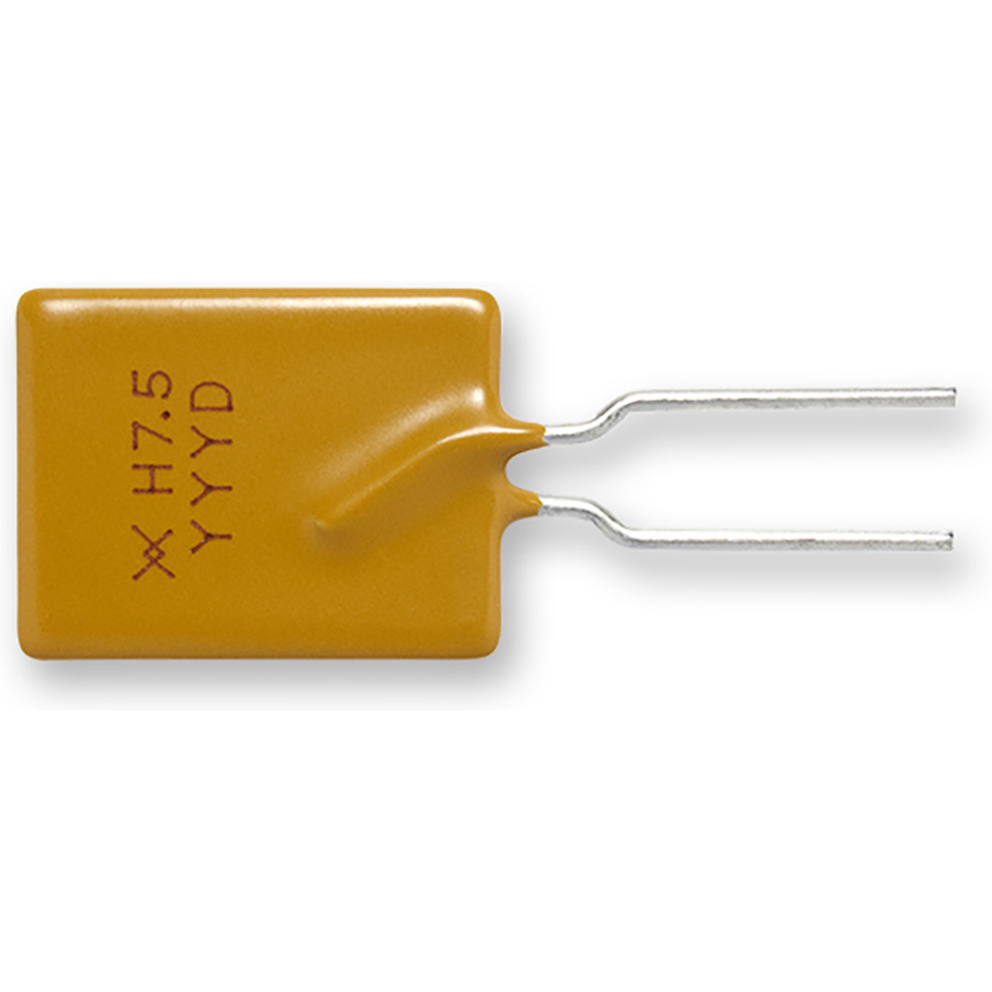 Littelfuse-RHEF750 PTC, rückstellbare Sicherung PTC Resettable Fuse 7.5A(hold) 13.1A(trip) 16VDC 100A 4.5W 7s 0.0094Ohm Radial 14 X 3 X 23.5mm Bag