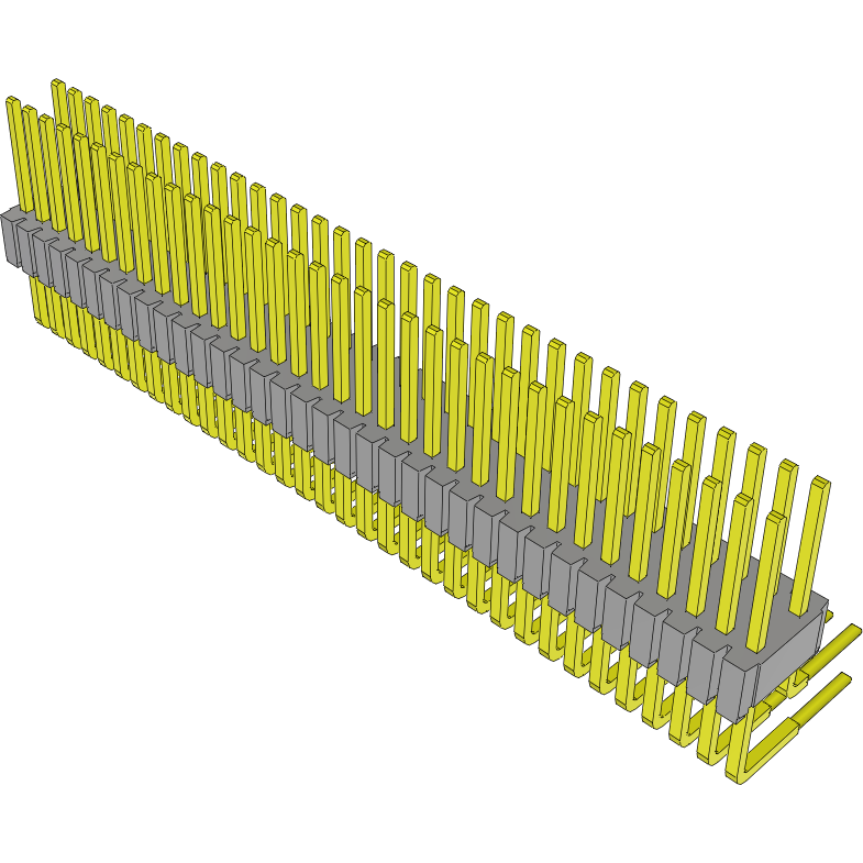 Samtec-HTMS-134-01-S-D-RA 连接器插头及 PCB 插座 Conn Unshrouded Header HDR 68 POS 1.27mm Solder RA Side Entry Thru-Hole Tube