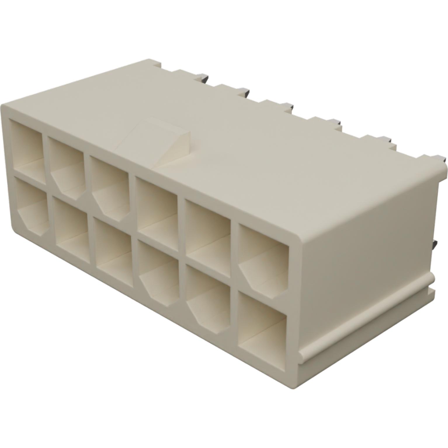 Molex-0444721255 Embases de raccordement et réceptacles PCB Conn Wire to Board HDR 12Power POS 4.2mm Solder ST Top Entry Thru-Hole Mini-Fit HCS Tray