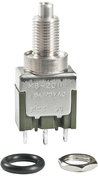 NKK Switches-MB2011SD3W01 Switch Push Button Switch Push Button ON (ON) SPDT Round Plunger 6A 250VAC 30VDC Momentary Panel Mount Solder Lug