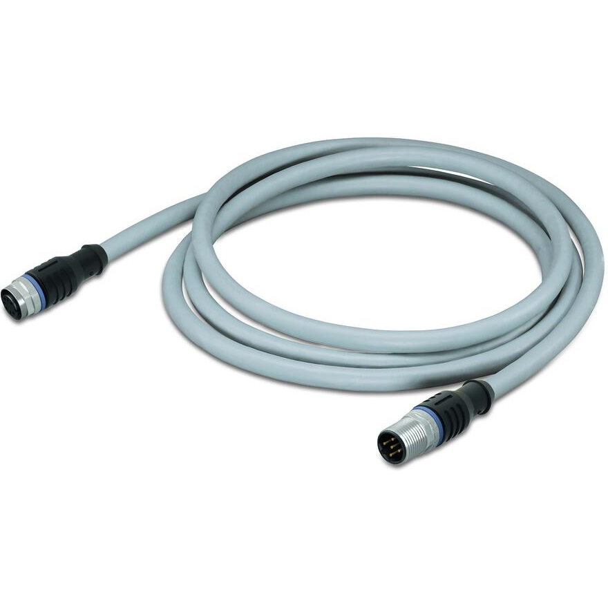 WAGO-756-3105/040-020 Andere Kabelbaugruppen Power Supply Cable, Straight, 2 m, fitted on both Ends, A-coded, M12 socket, Straight, M12 Plug, Straight