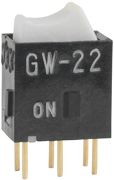 NKK Switches-GW22RBP Switch Rocker Switch Rocker ON None ON DPDT PC Pins Curved Rocker 0.1A 28VAC 28VDC 0.4VA 50000Cycles