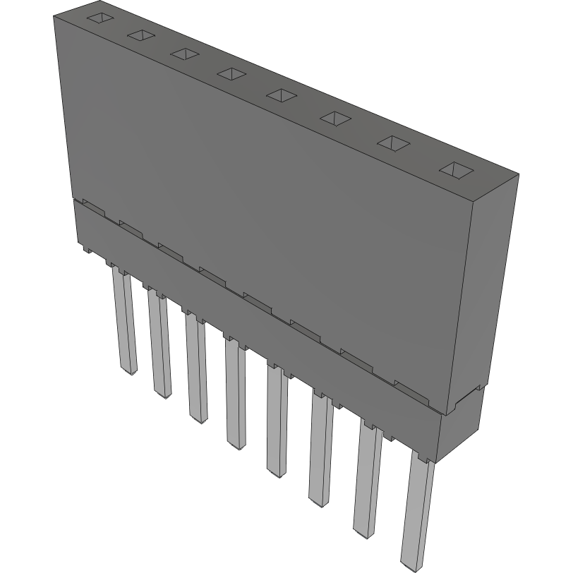 Samtec-ESW-108-13-L-S 连接器插头及 PCB 插座 Conn Elevated Socket SKT 8 POS 2.54mm Solder ST Top Entry Thru-Hole Tube