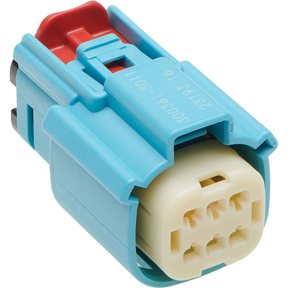 Molex-3003613011 Carcaza de cables discretos de conector Conn Housing RCP 6 POS 3.5mm Crimp ST Cable Mount Light Blue Bag