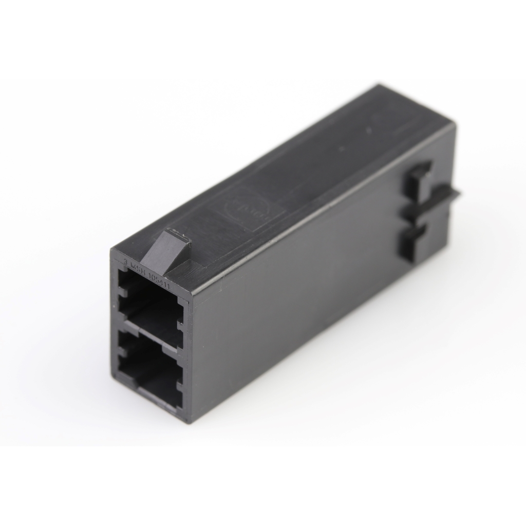 Molex-1054110102 Carcaza de cables discretos de conector Conn Housing PL 2 POS 5.7mm Crimp ST Cable Mount Black Mega-Fit Bag