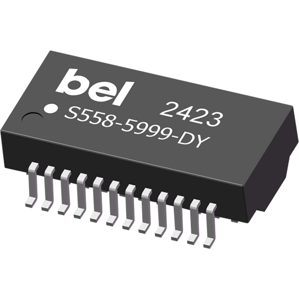 Bel Fuse-S558-5999-DY Telecom, Übertrager Telecom Transformer 1CT:1CT 1.2Ohm Prim. DCR 24 Terminal Gull Wing SMD