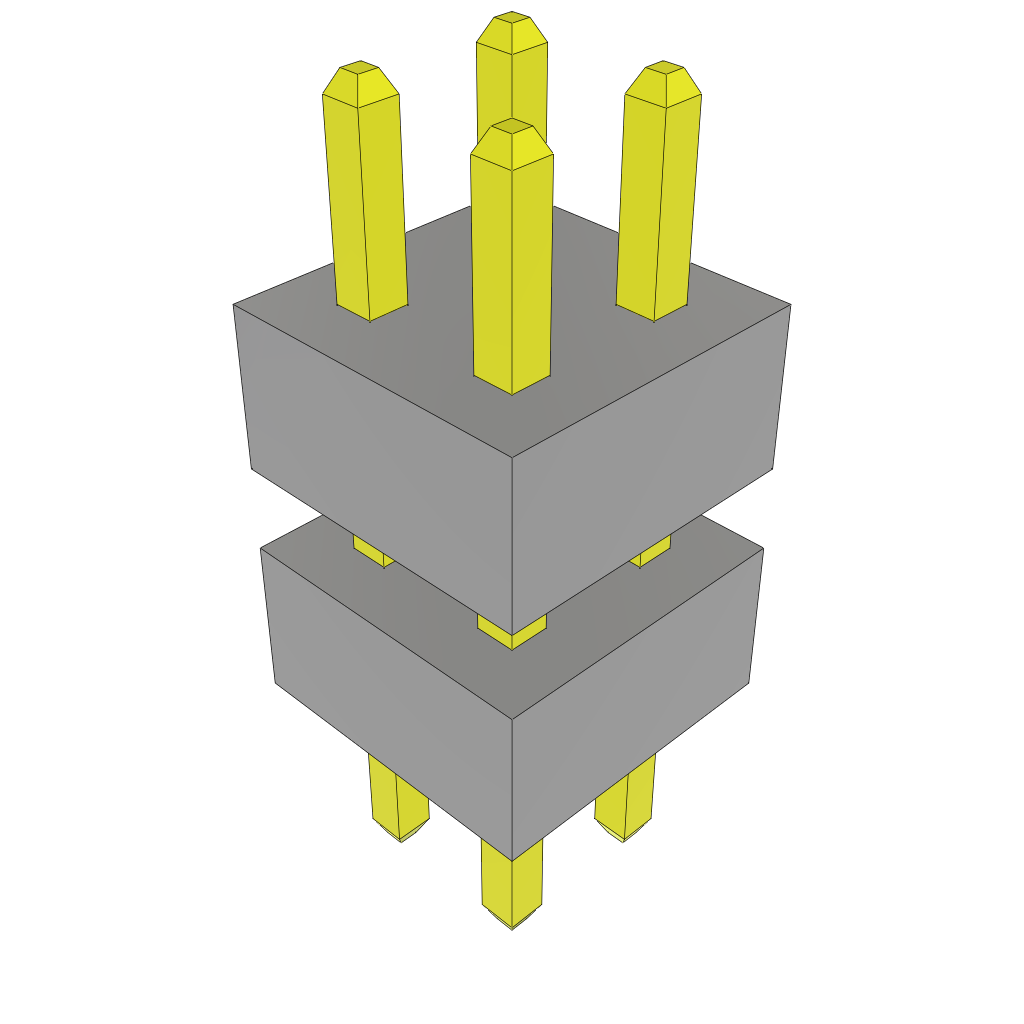 Samtec-TW-02-11-G-D-200-100 Connector Headers and PCB Receptacles Conn Board Stacker HDR 4 POS 2mm Solder ST Top Entry Thru-Hole Bulk