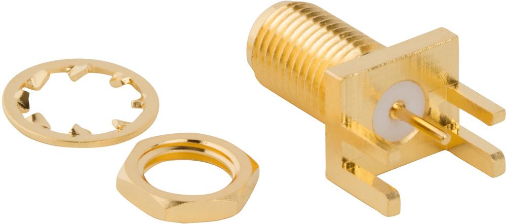 Amphenol RF-132416 Conector RF Conn SMA 0Hz to 18GHz 50Ohm Solder ST Edge Mount RCP Gold