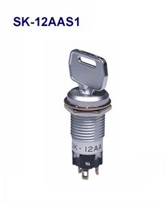 NKK Switches-SK-12AAS1 Schlüsselschalter Switch Key Lock ON None ON SPDT 90° Flat Key 3A 125VAC Solder Lug 30000Cycles Panel Mount