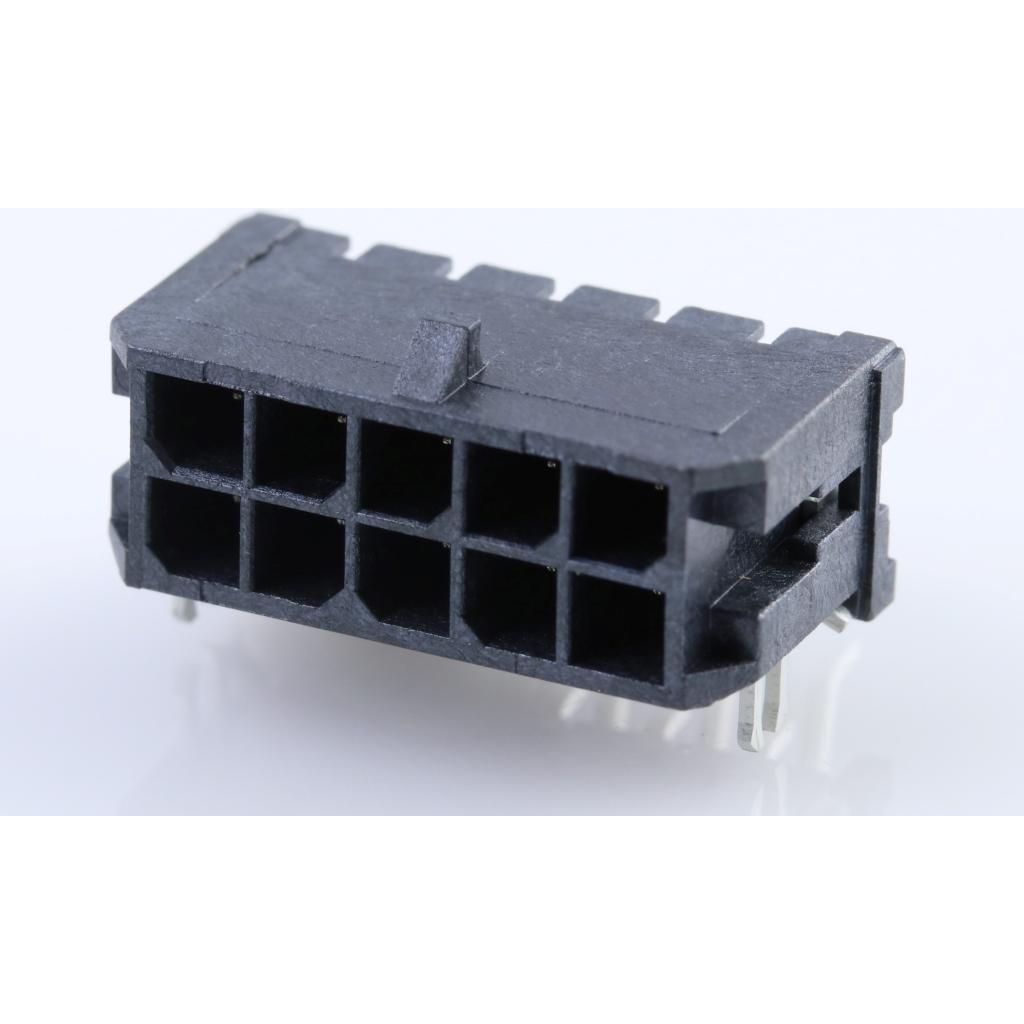 Molex-430451006 Connector Headers and PCB Receptacles Conn Wire to Board HDR 10Power POS 3mm Solder RA Side Entry SMD Micro-Fit 3.0 T/R