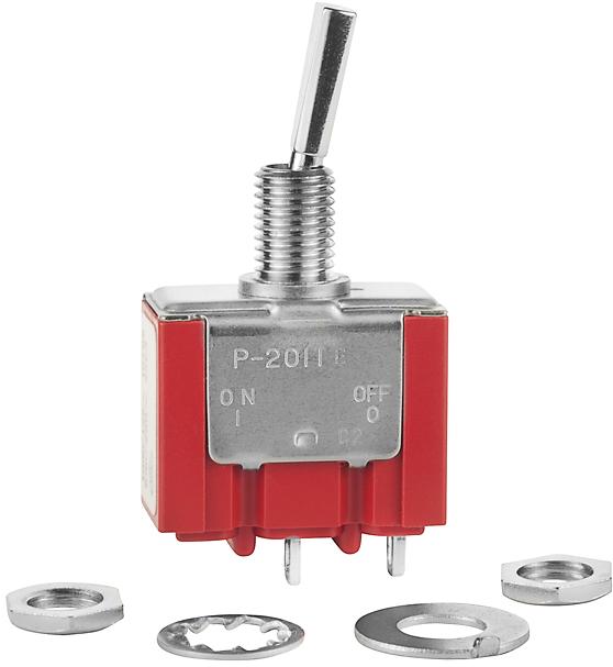 NKK Switches-P2011E Kippschalter Switch Toggle ON None OFF SPST Flat Lever Solder Lug 10A 250VAC Panel Mount with Threads