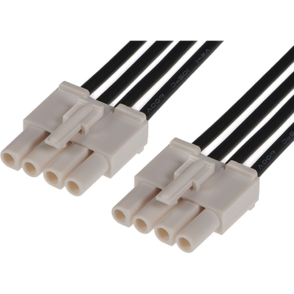 Molex-2162901042 Cable Assembly AC Power Cable Assembly AC Power 0.3m Wire to Board to Wire to Board 4 to 4 POS F-F Crimp-Crimp 14AWG