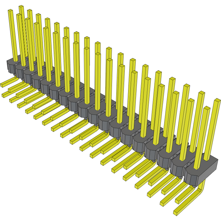 Samtec-MTSW-118-09-S-D-430-RA Cabezales del conector y receptáculos PCB Conn Unshrouded Header HDR 36 POS 2.54mm Solder RA Side Entry Thru-Hole Bulk