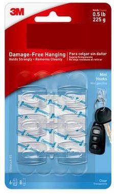 3M-17006CLR-ES Prodotti vari Mini Clear Hooks with Clear Strips