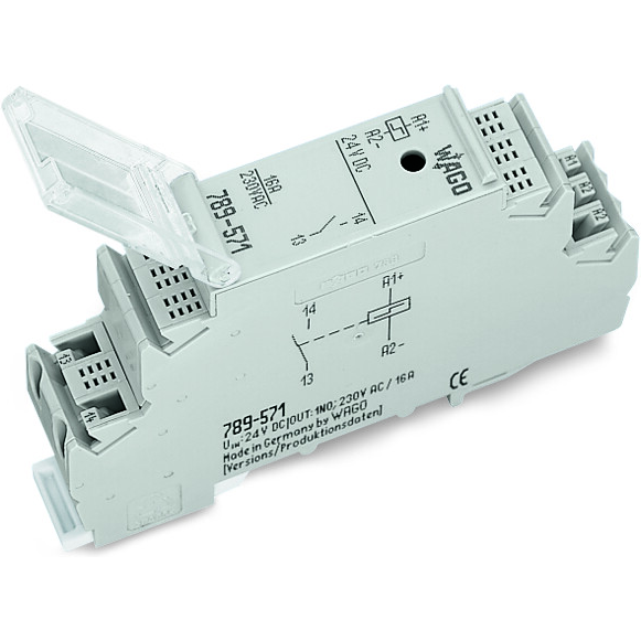 WAGO-789-571 Sonstige Relais Electromechanical Relay 24VDC 300Ohm 16A SPST-NO(90x17.5x55)mm DIN Rail Latching Relay