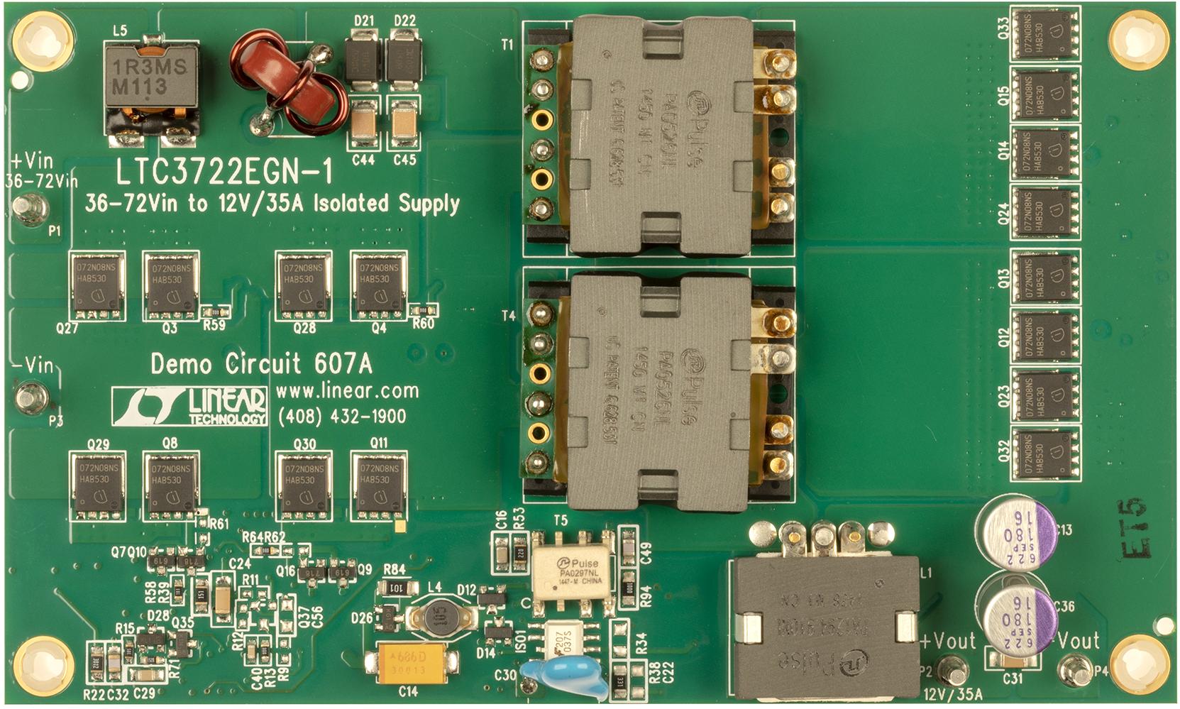Analog Devices-DC607A Kit e schede di sviluppo gestione della potenza LTC3722-1 Demo Board, Isolated Full-Bridge, 36V to 72V Input, VOUT = 12V @ 35A
