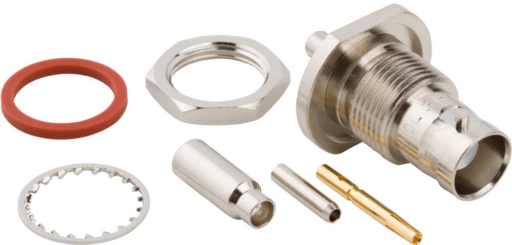 Amphenol RF-031-245 RF-Steckverbinder Conn BNC 0Hz to 4GHz 50Ohm Crimp ST Panel Mount F Gold