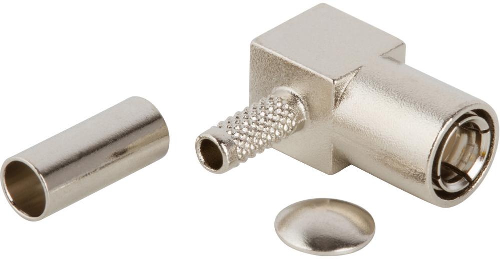 Amphenol RF-903-367P-51A Connector RF Conn SMB 0Hz to 4GHz 50Ohm Crimp RA Cable Mount PL Gold