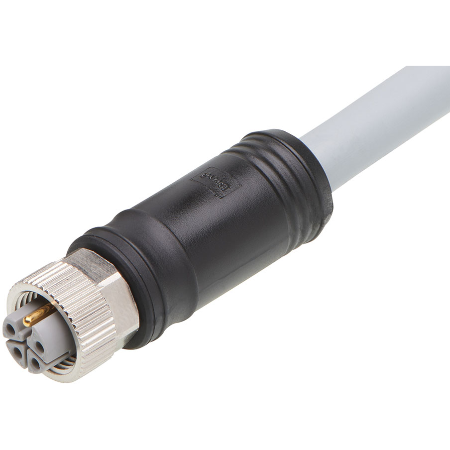 Molex-1205000203 null Micro-Change (M12) Single-Ended Cordset, 5 Poles, L-Coded, Female (Straight) to Pigtail, 14 AWG, Gray TPU WSOR Cable, 5.0m (16.40') Length