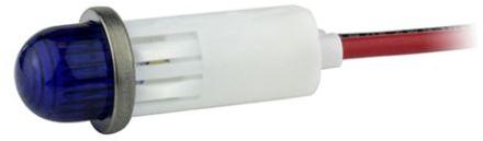 Visual Communications-1092A6-28V Panel Mount Indicators Panel Mount Indicator Round 0.5" LED 28V Wire Hi-Dome Blue