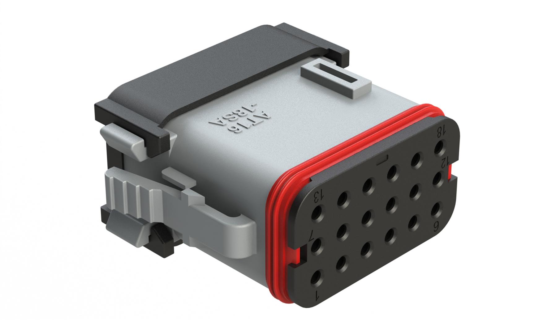 Amphenol-AT16-18SA-EK02 Einzeladersteckverbinder, Gehäuse Conn Housing RCP 18 POS Crimp ST Cable Mount Gray