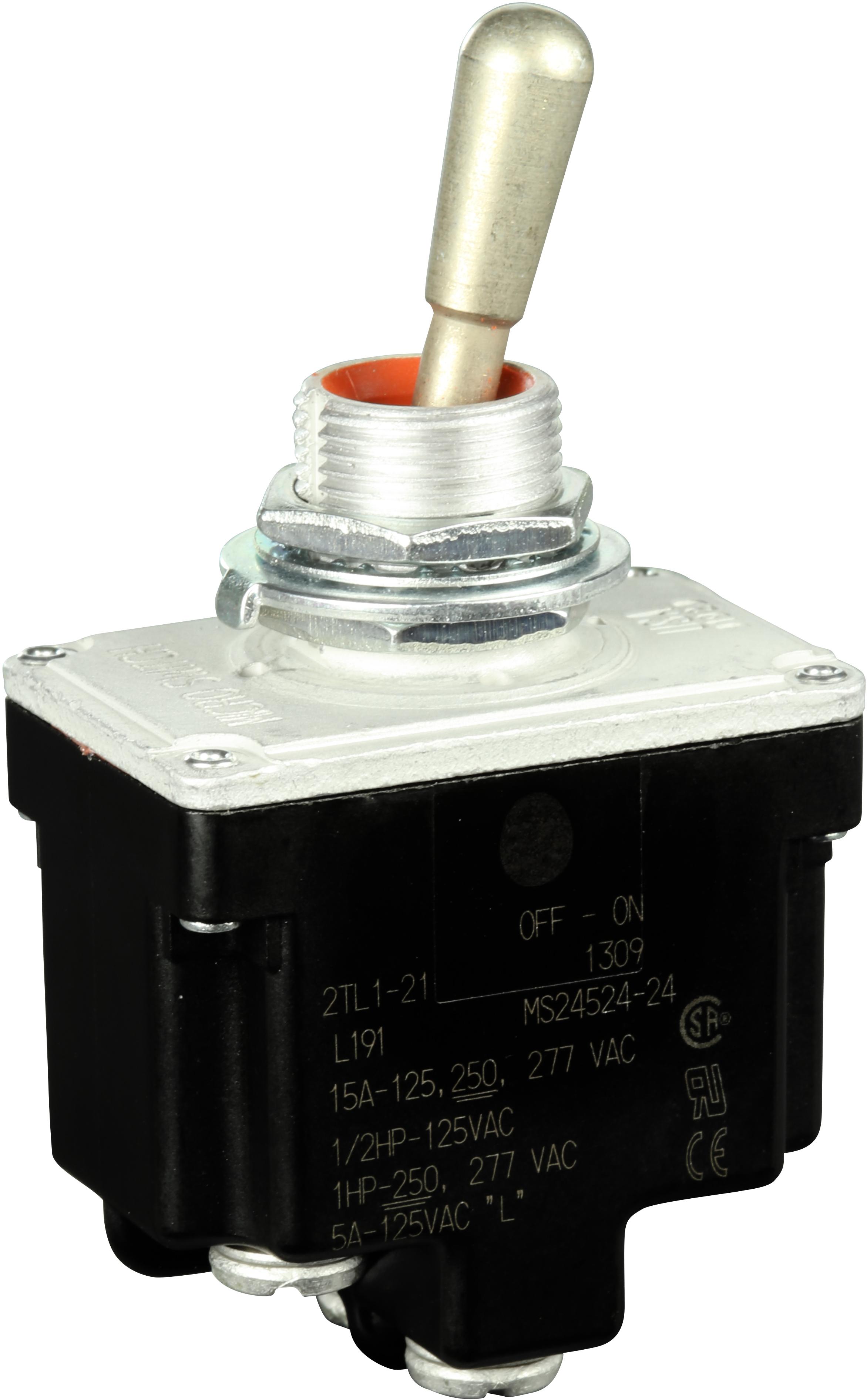 Honeywell-2TL1-21 Kippschalter Switch Toggle OFF ON DPST Round Lever Screw 20A 277VAC 250VDC 745.7VA Panel Mount with Threads