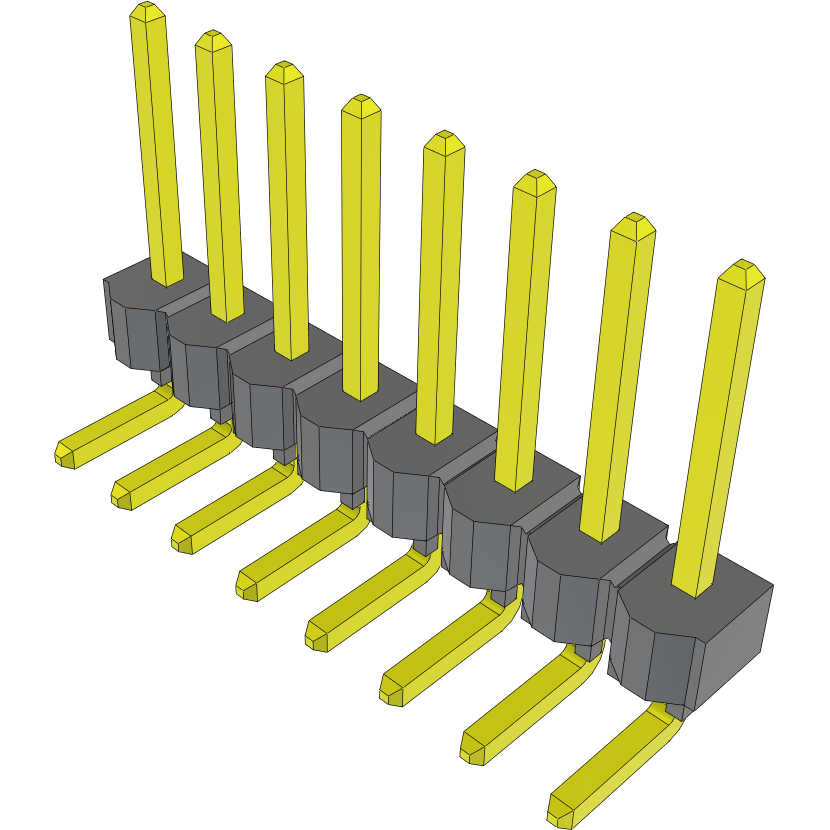 Samtec-TSW-108-25-S-S-RA Cabezales del conector y receptáculos PCB Conn Unshrouded Header HDR 8 POS 2.54mm Solder RA Side Entry Thru-Hole Bulk