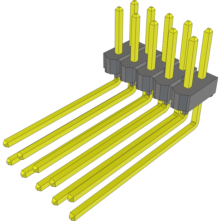 Samtec-TSW-105-12-S-D-RA Connector Headers and PCB Receptacles Conn Unshrouded Header HDR 10 POS 2.54mm Solder RA Side Entry Thru-Hole Bulk