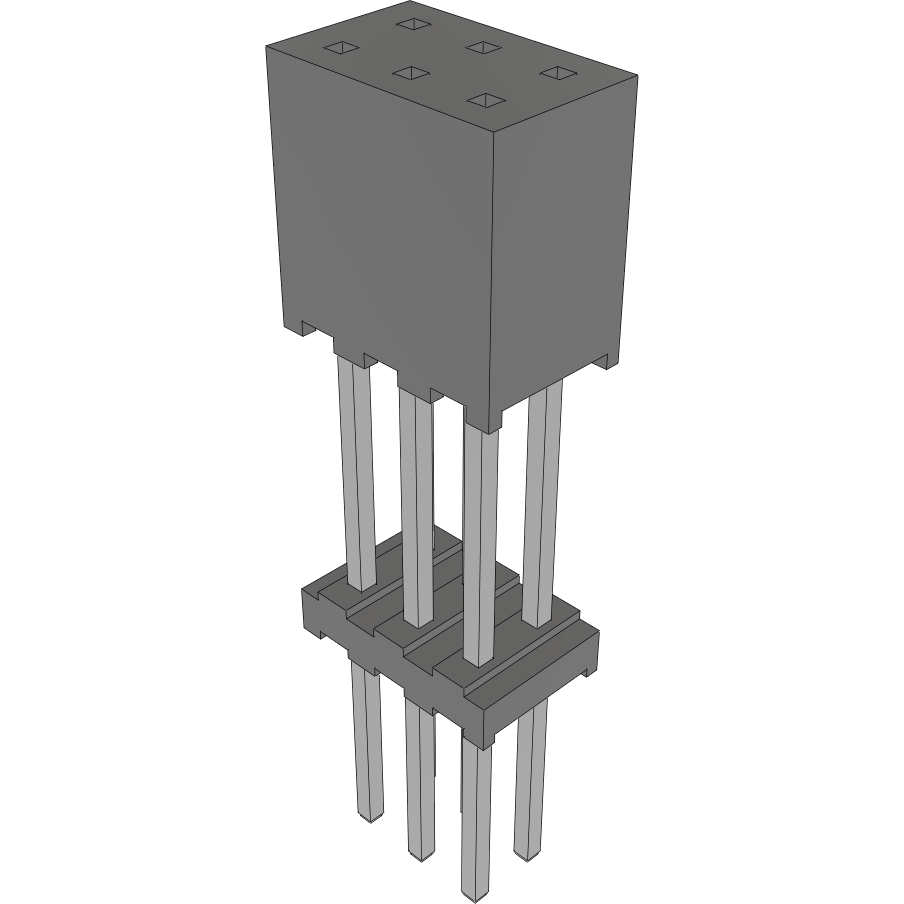 Samtec-ESQT-103-02-L-D-590 Connector Headers and PCB Receptacles Conn Elevated Socket SKT 6 POS 2mm Solder ST Top Entry Thru-Hole Layer