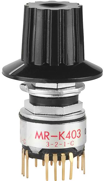 NKK Switches-MRK403-A Drehschalter Switch Rotary 4PDT 2 Knob Shaft PC Pins 0.1A 28VAC 28VDC 0.4VA