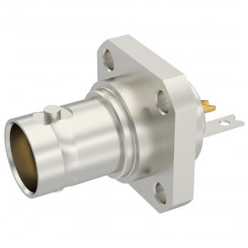 Radiall-R141410000 Raccordement FR Conn BNC 0Hz to 4GHz 50Ohm Solder Pot ST Flange Mount RCP Gold Over Nickel