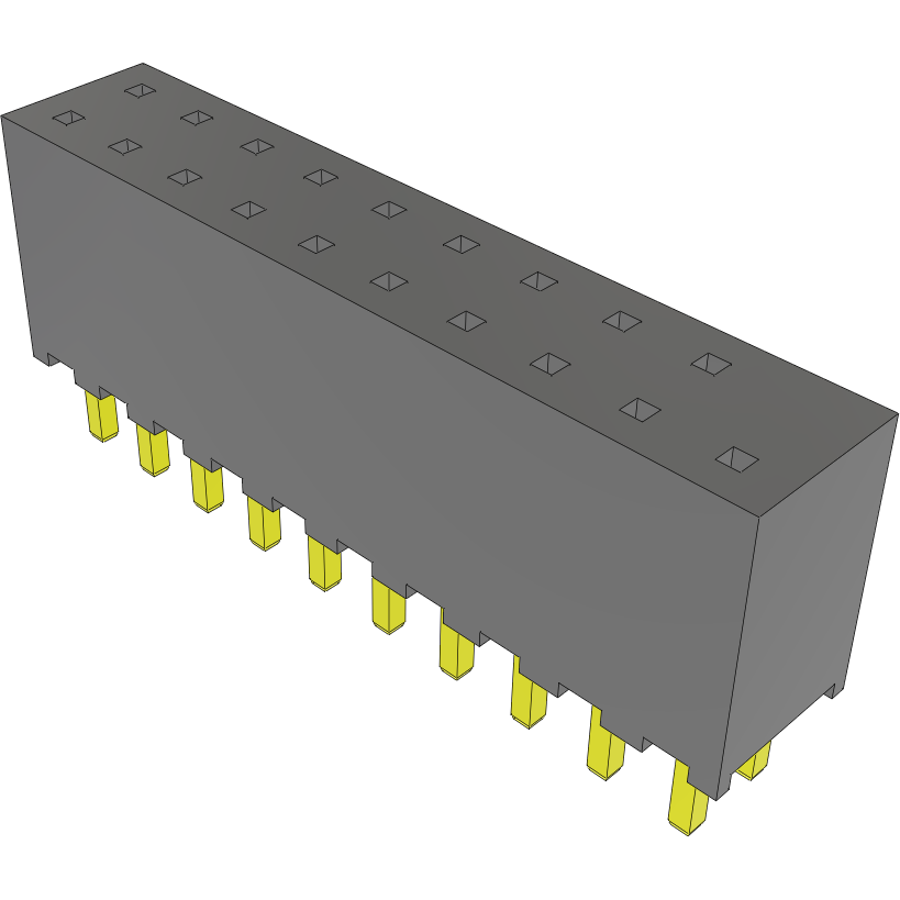 Samtec-SQT-110-01-L-D-002 Embases de raccordement et réceptacles PCB Conn Socket Strip SKT 20 POS 2mm Solder ST Top Entry Thru-Hole Tube