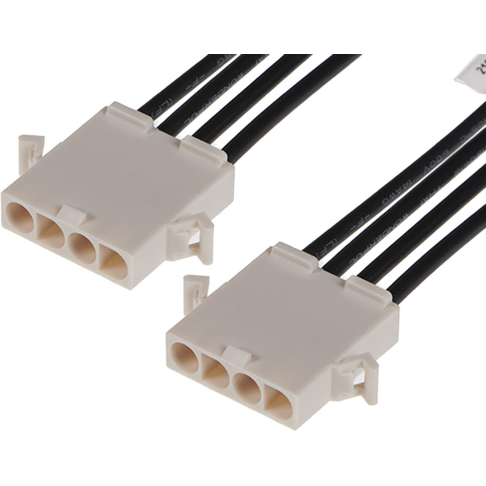 Molex-2162921043 Cable Assembly AC Power Cable Assembly AC Power 0.6m Wire to Board to Wire to Board 4 to 4 POS M-M Crimp-Crimp 14AWG